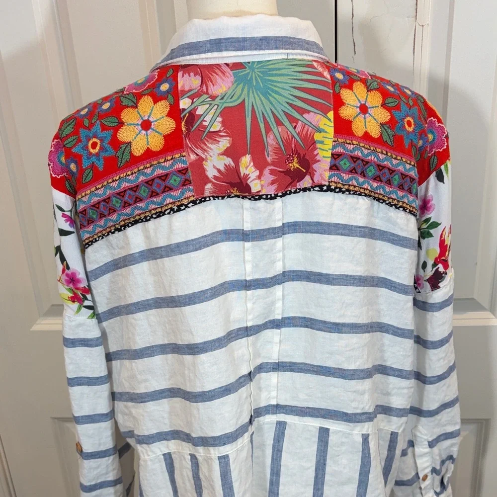 John Mark Floral Shirt with Red and Green Accents - Picture 4 of 8